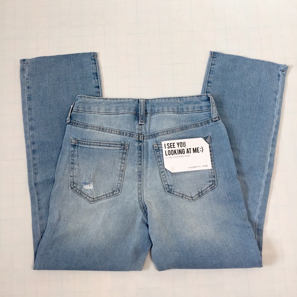 High Rise Distressed Slim Straight Leg Jeans 0/24 - Picture 3 of 8